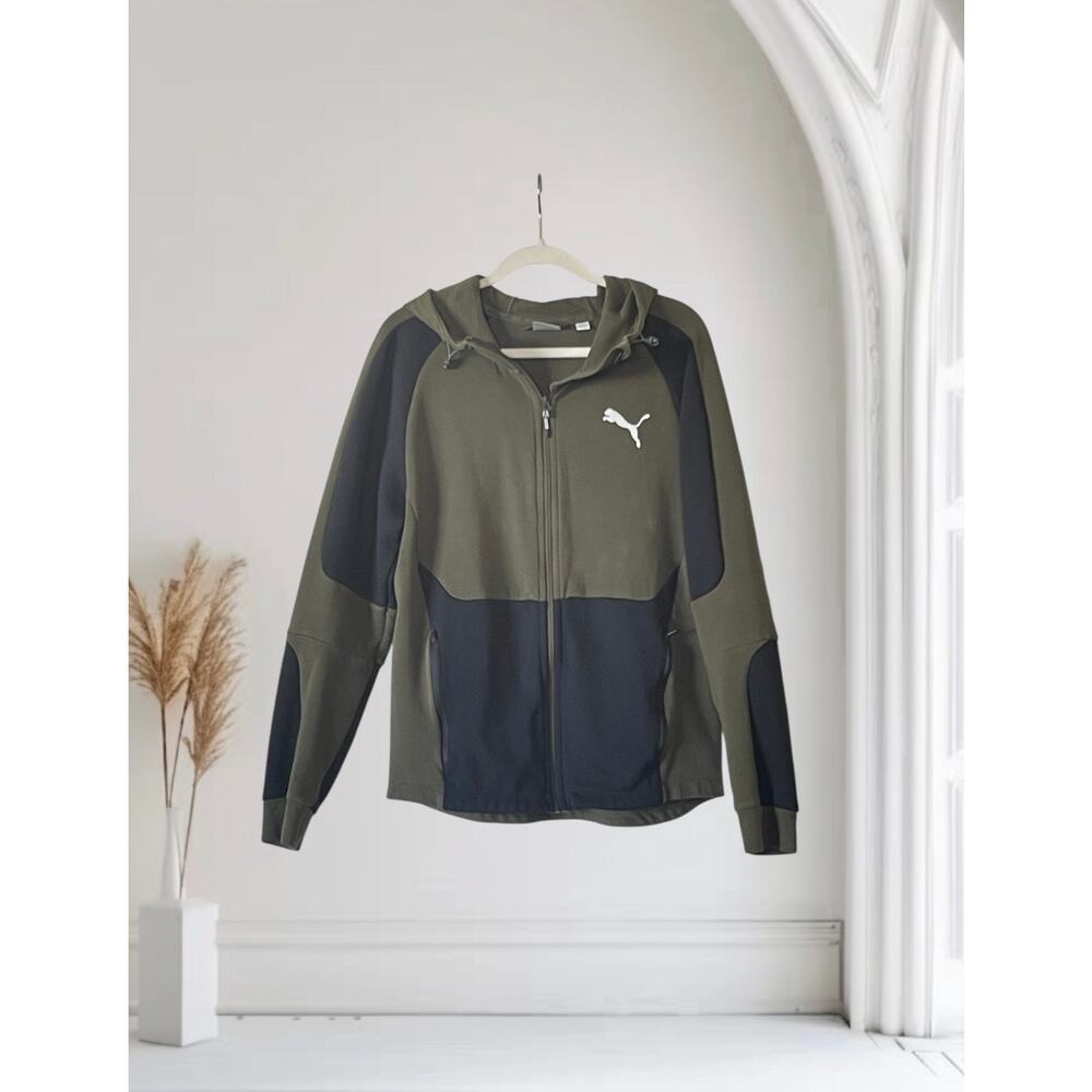 PUMA Evostripe Army Green Hooded Jacket Medium